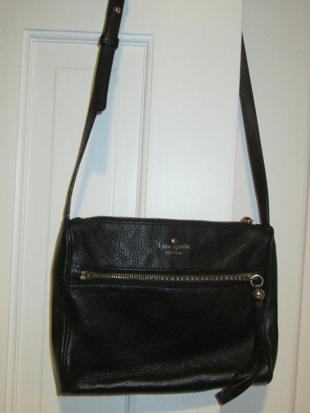 Kater Spade Black Pebbled Leather Cross Body  Bag